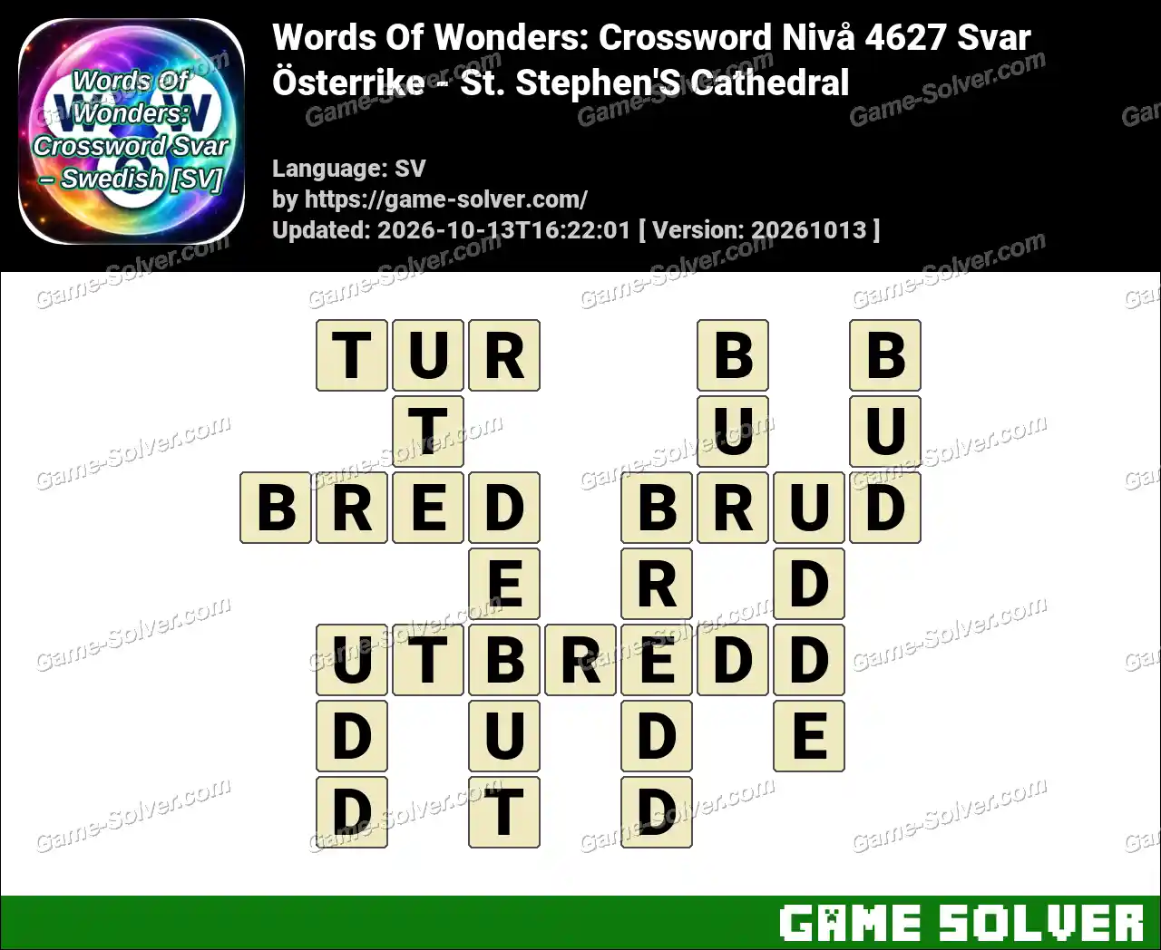 Words Of Wonders: Crossword Nivå 4627 Svar – Österrike – St. Stephen’S Cathedral